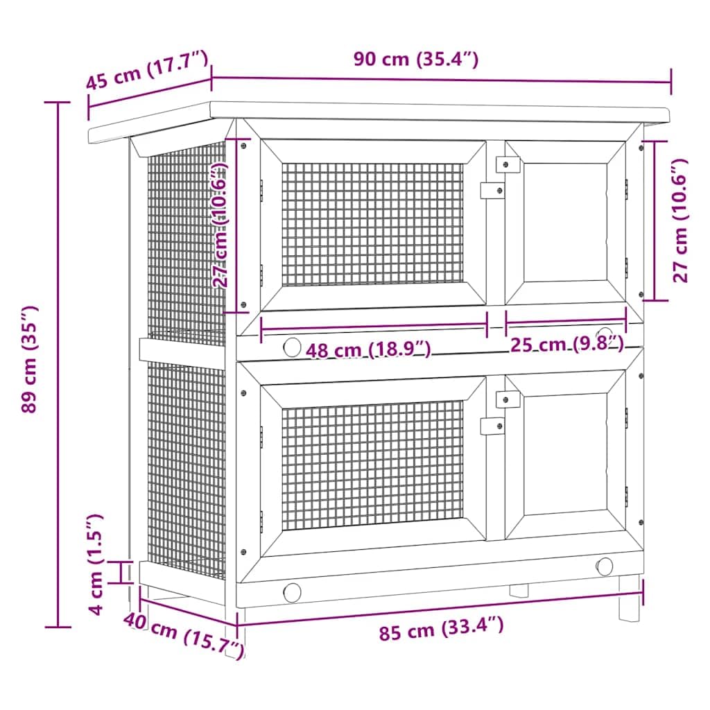 Outdoor Wooden Rabbit Hutch 2-Tier 36 Inch O627