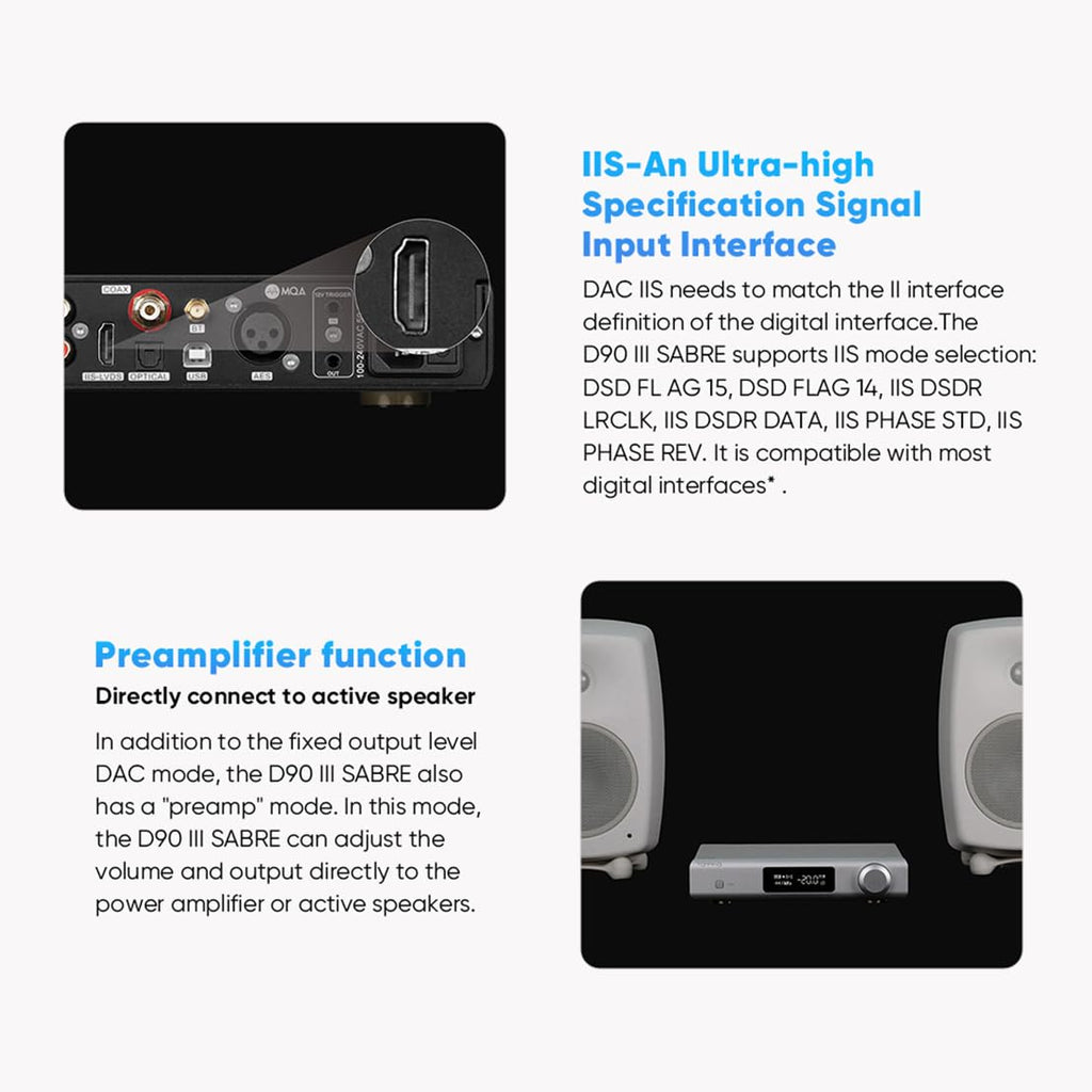 Full Balanced DAC ES9039SPRO DSD512 PCM 32bit/768kHz Black E808