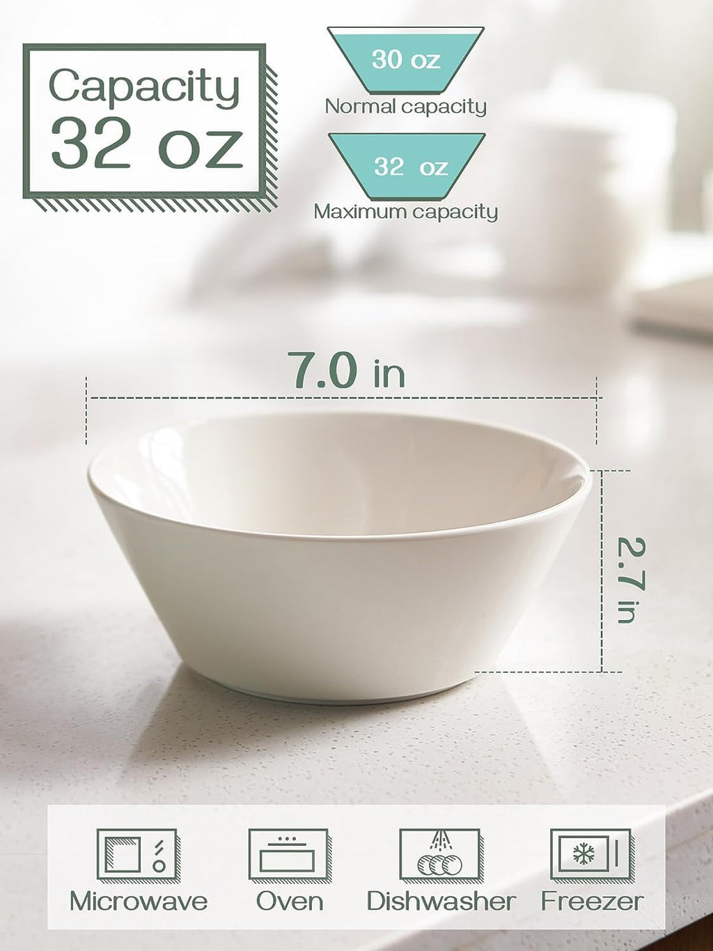 White Ceramic Soup Bowls Set of 4 M7791