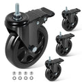 5 Inch Swivel Threaded Stem Casters Set of 4 Heavy Duty 2400lbs Black L736112