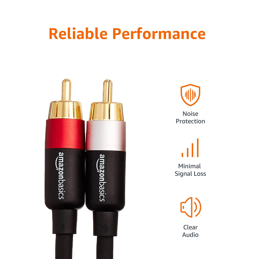 2 RCA Stereo Audio Cable, 4 Feet, Black A834