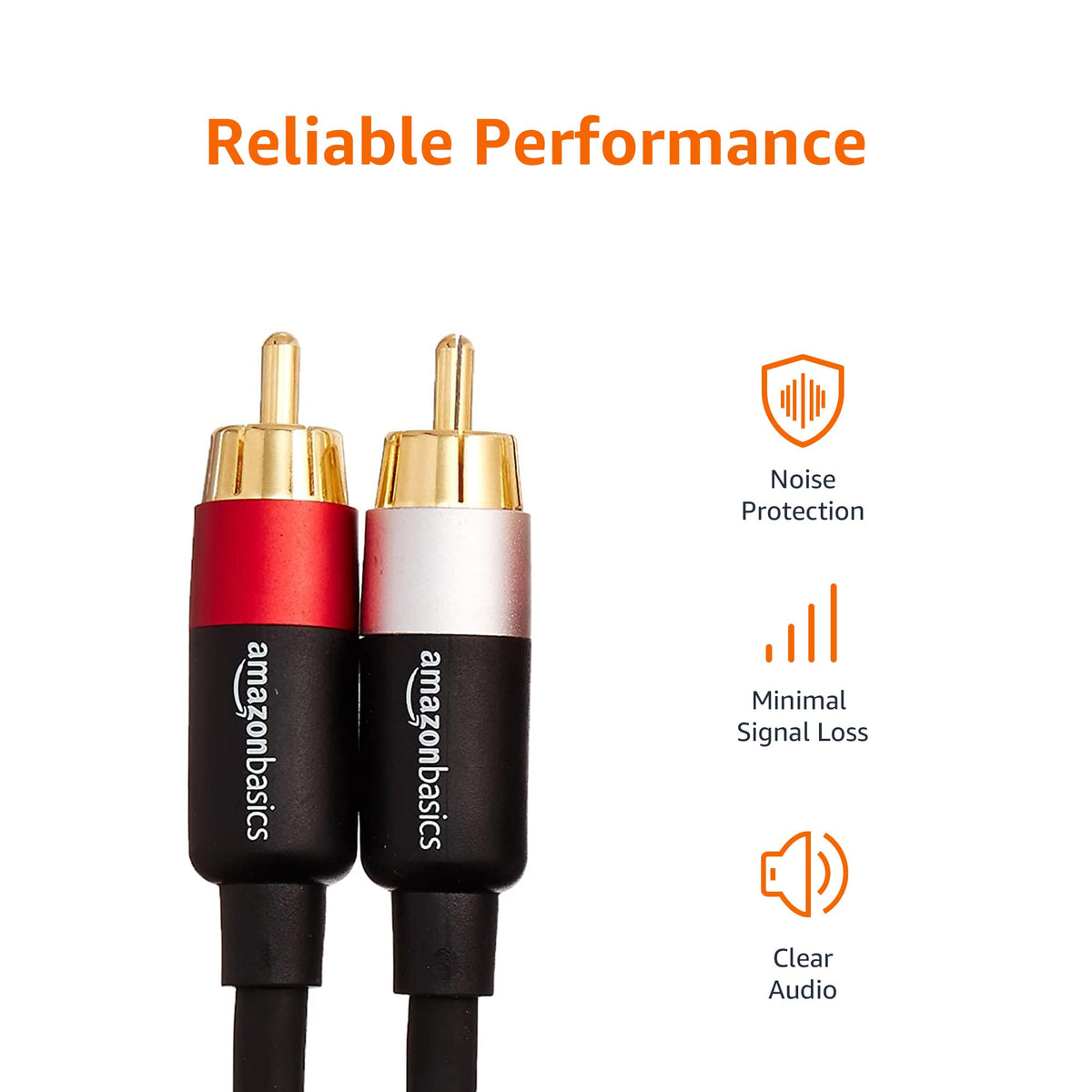 2 RCA Stereo Audio Cable, 4 Feet, Black A834
