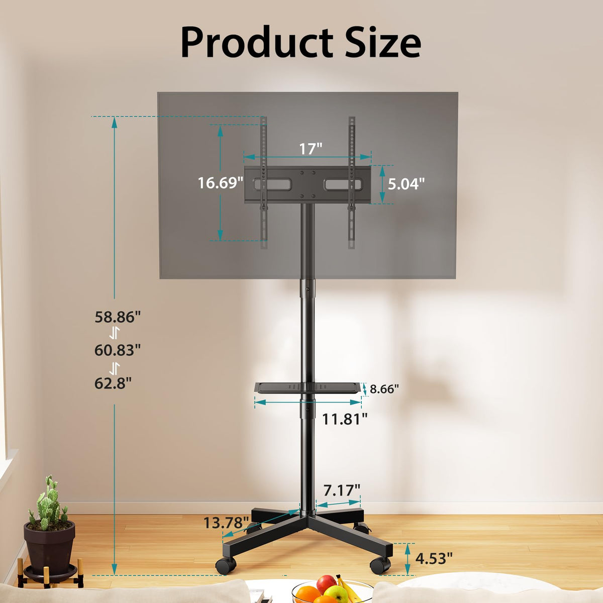 Rolling TV Stand with Wheels for 23-60 Inch Screen Z281