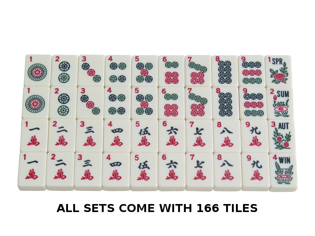 Black Paisley Mahjong Set with Soft Bag, 166 Ivory Colored Engraved Tiles, 4 All-in-One Rack/Pushers C92605