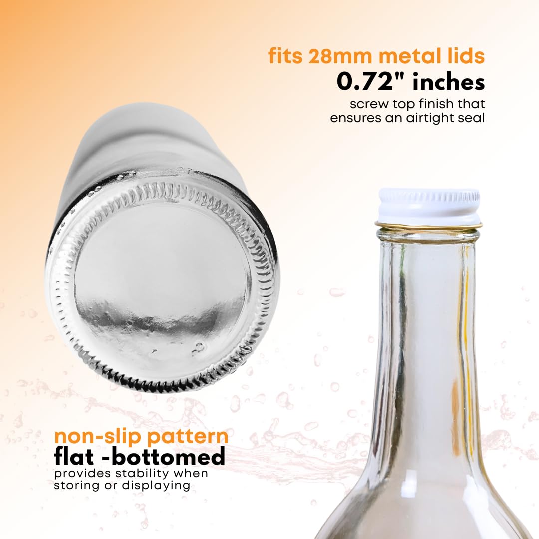 750ml Clear Glass Bottles with Lids 12-Pack I681