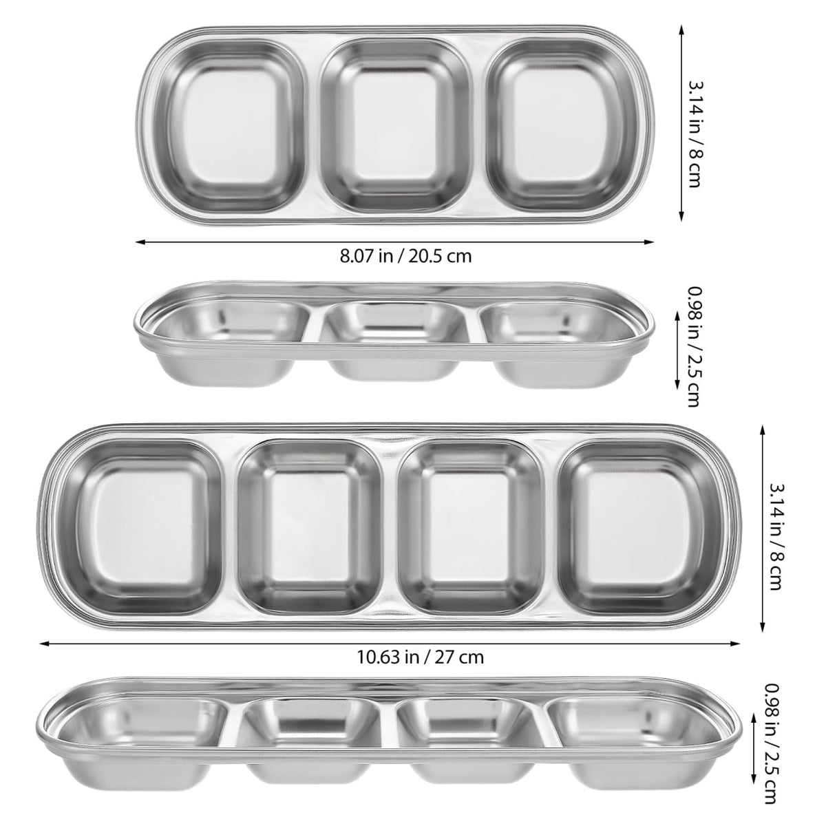 2pcs Stainless Steel Compartment Pet Food Bowls T88208