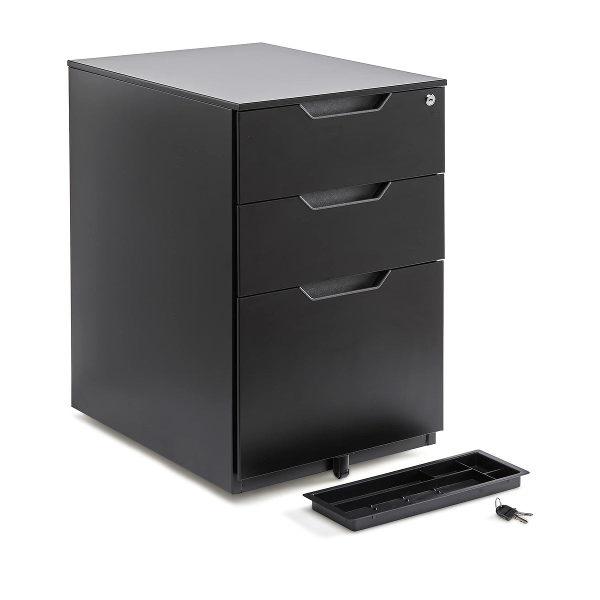 3-Drawer Black Mobile File Cabinet with Lock J80904