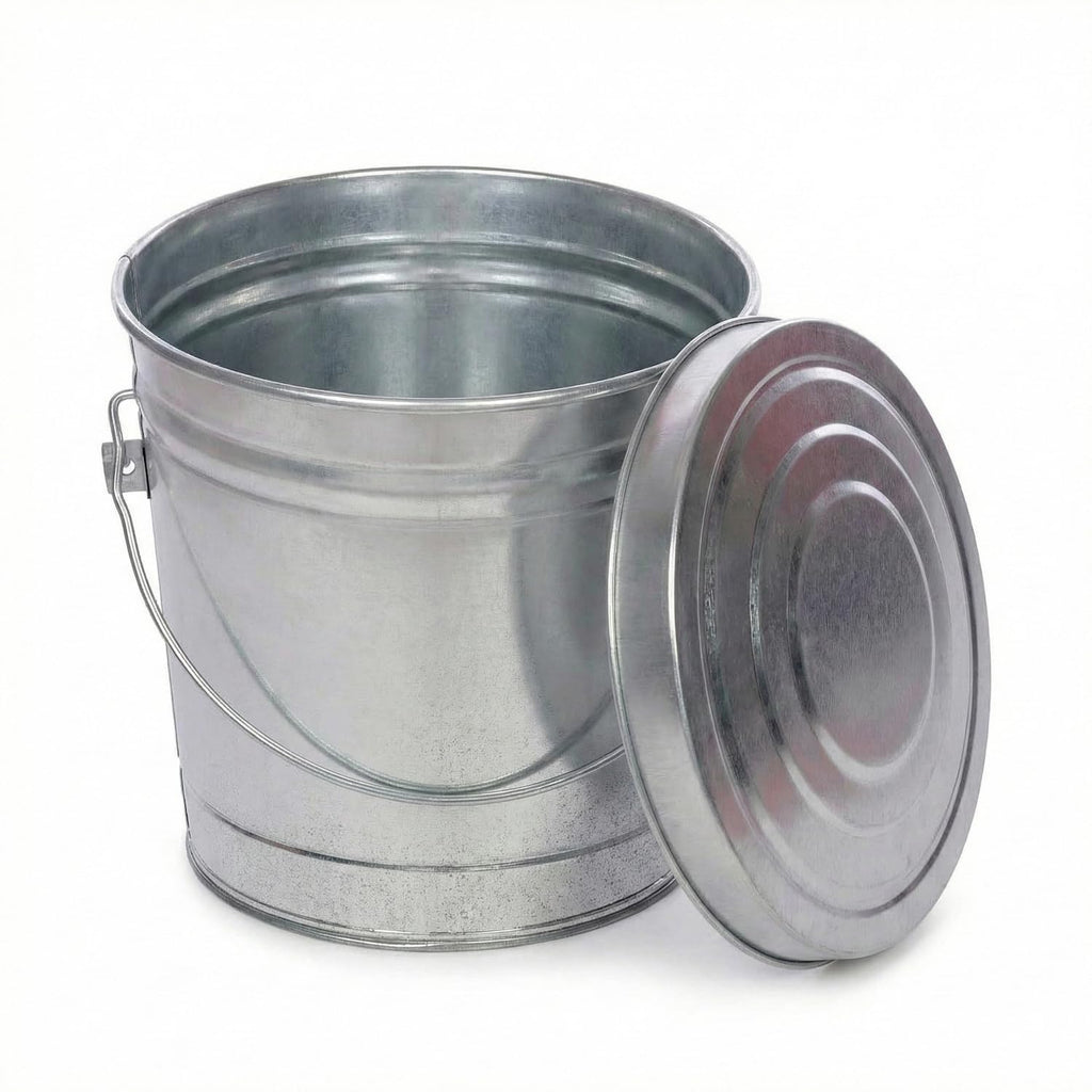 6 Gallon Galvanized Metal Trash Can with Locking Lid E362470