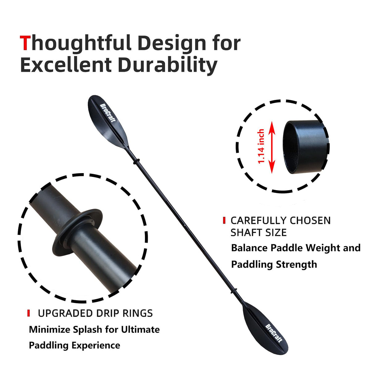 90.5 Inches Kayak Paddles with Paddle Leash C42832