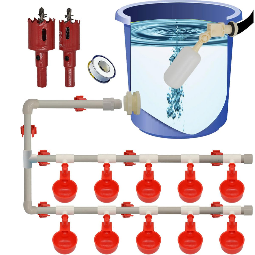 Automatic Chicken Nipple Waterer Cups and PVC Tee Fittings S303340