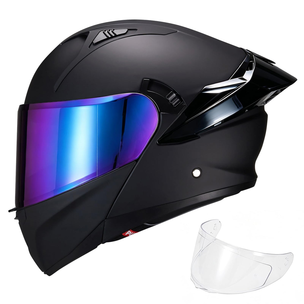 Modular Motorcycle Helmet Dual Visor Flip Up Full Face Matte Black XXL R42039