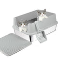Stainless Steel Cat Litter Box with High Sides, Litter Mat, Scoop Y52208