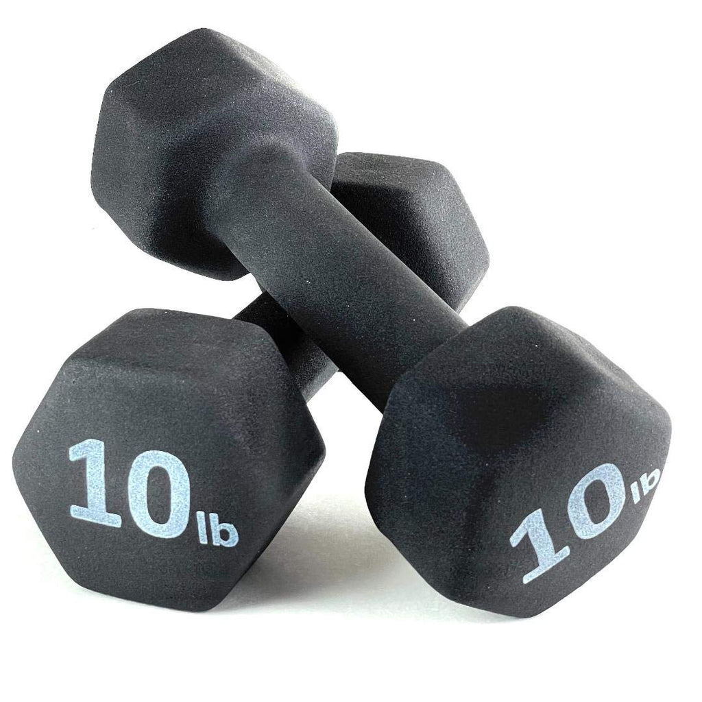 Black 10LB Set of 2 Neoprene Coated Hex Dumbbell V393135