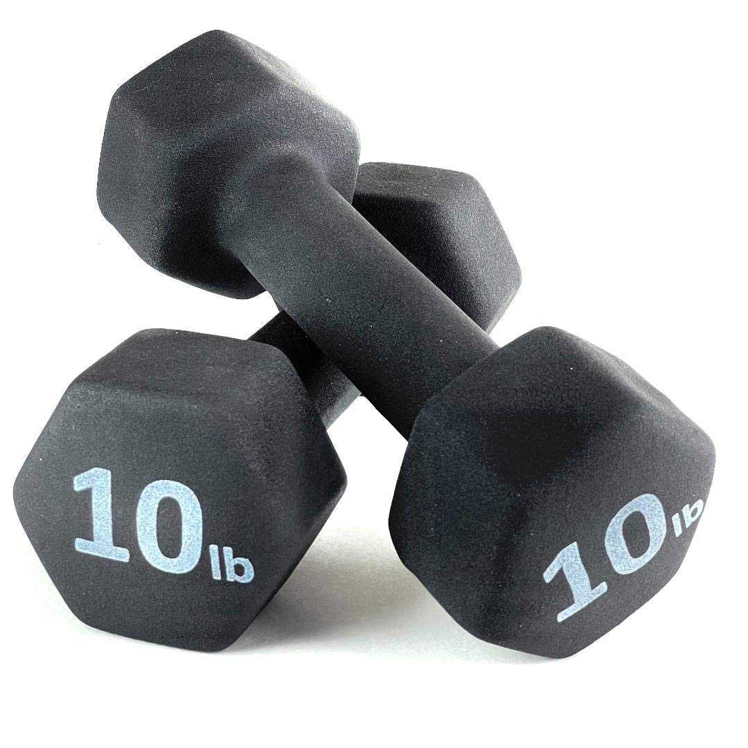 Black 10LB Set of 2 Neoprene Coated Hex Dumbbell V393135