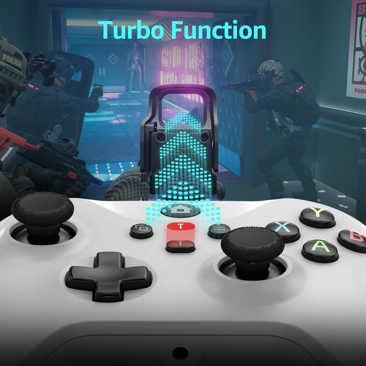 Wired Gamepad with Hall Effect Joysticks Turbo Dual Vibration 3.5mm Headphone Jack White 7.2ft G4561