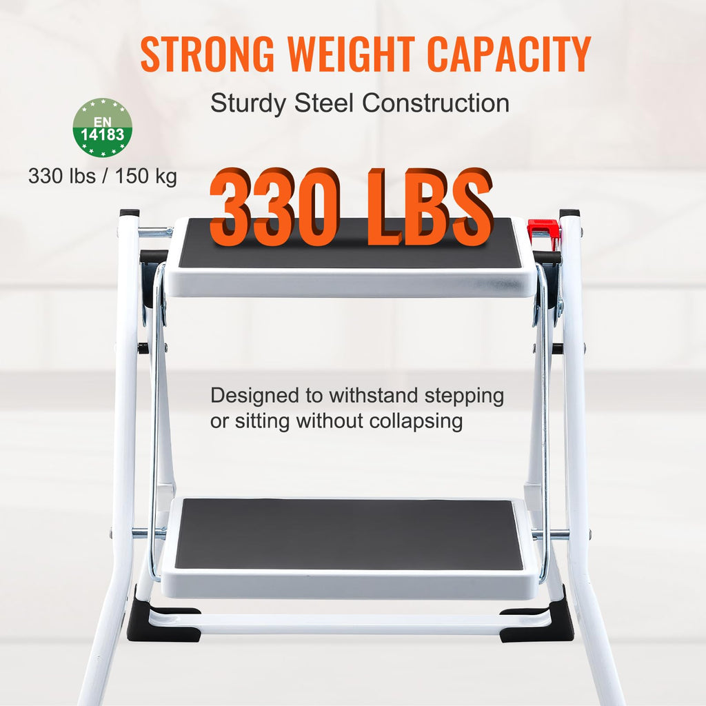 2-Step 330lbs Capacity Folding Steel Step Stool Y27162