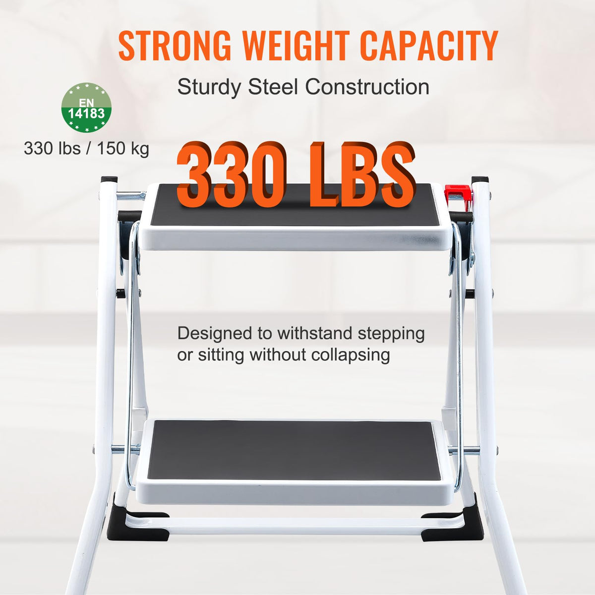 2-Step 330lbs Capacity Folding Steel Step Stool Y27162