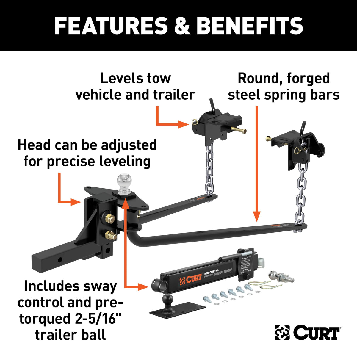 Round Bar Weight Distribution Hitch with Sway Control N875