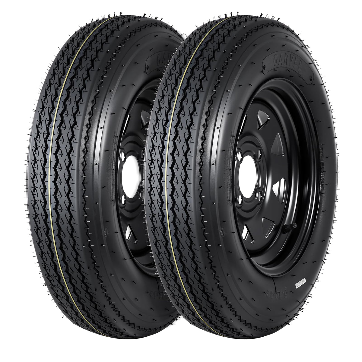 2-Pack Trailer Tire On Rim 5.30-12 4 Lug 12 in Wheels Load Range C Black N262786