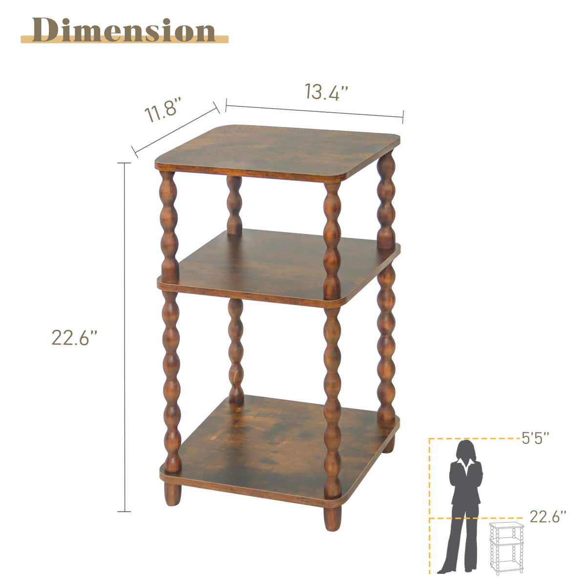 Small 3-Tier Side Table with Shelf E991280