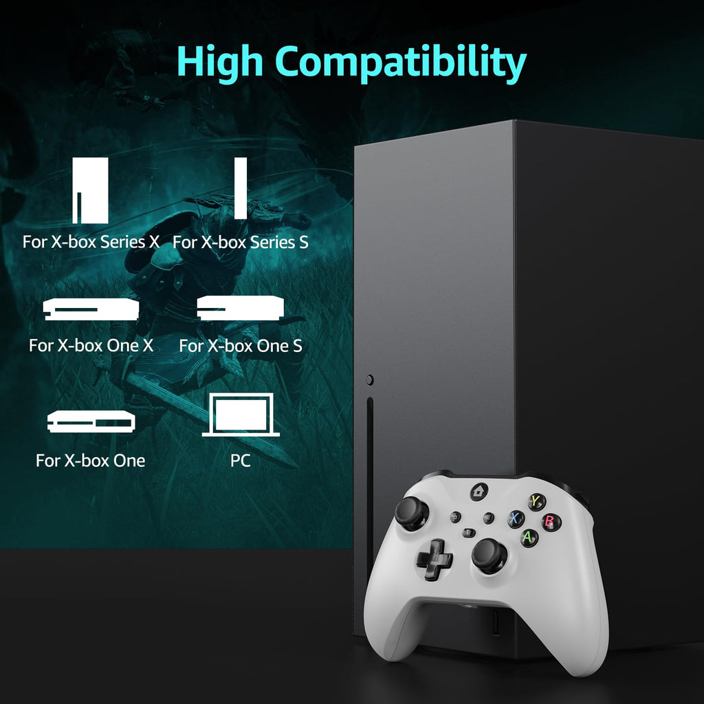 Wired Gamepad with Hall Effect Joysticks Turbo Dual Vibration 3.5mm Headphone Jack White 7.2ft G4561