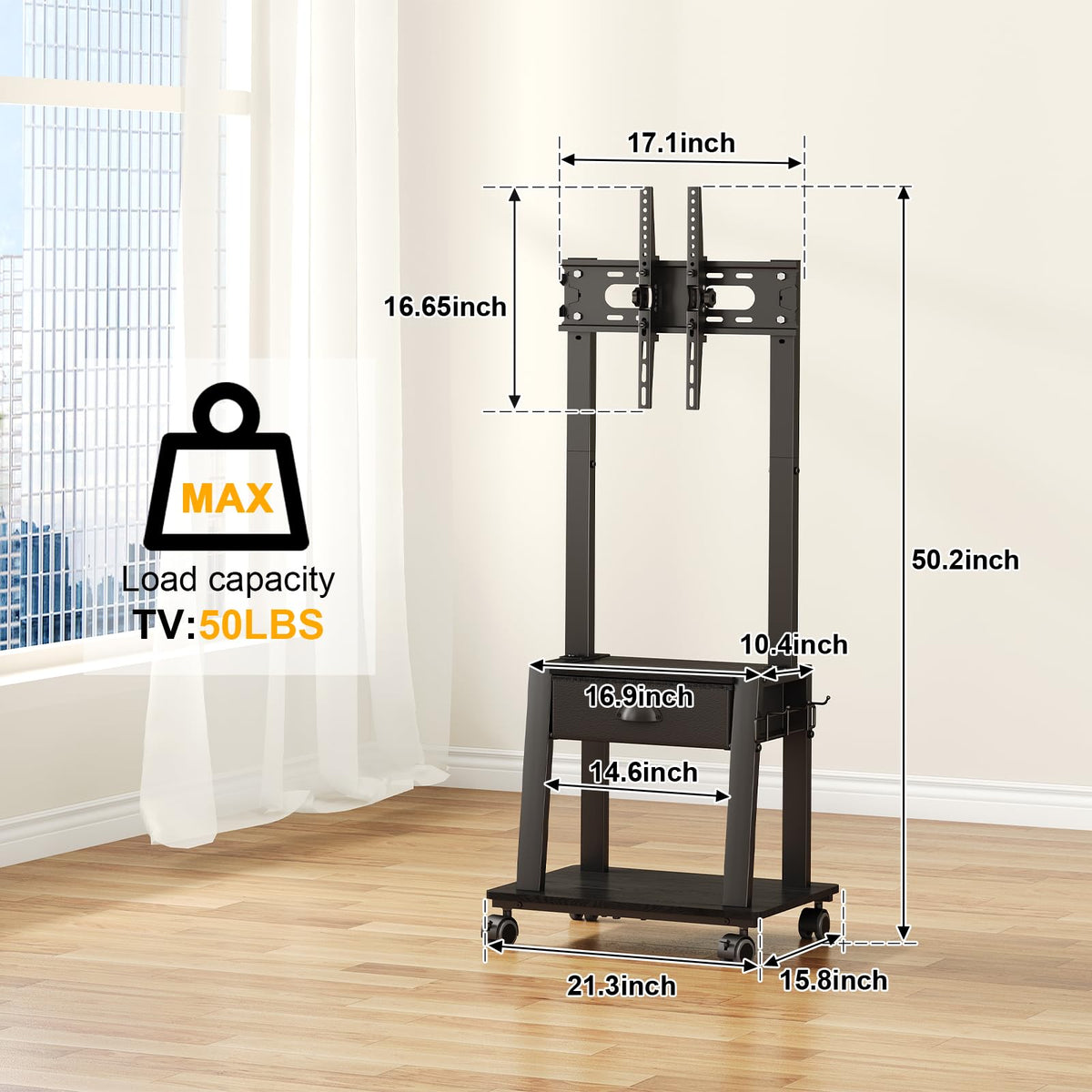 23-60 Inch Mobile TV Stand with Drawer G334