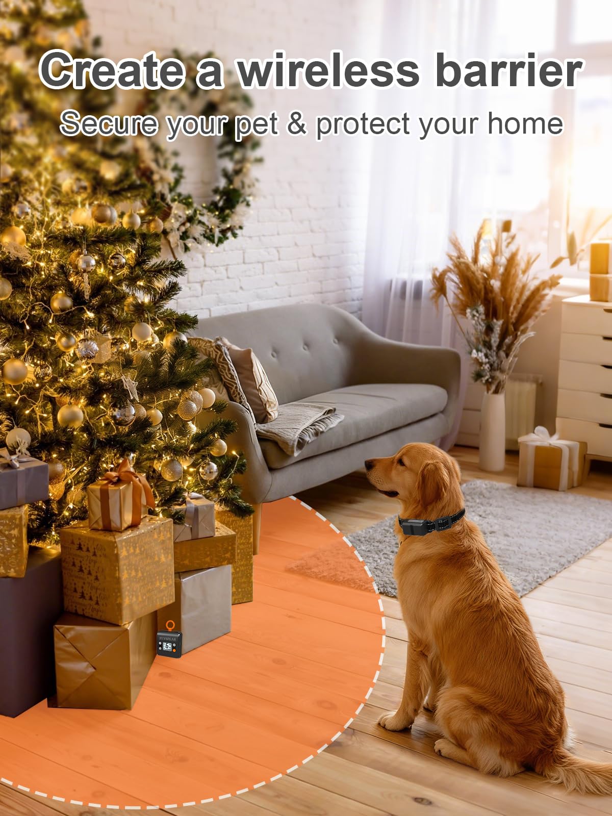 Wireless Rechargeable Indoor Pet Barrier with 6 Adjustable Range O64401