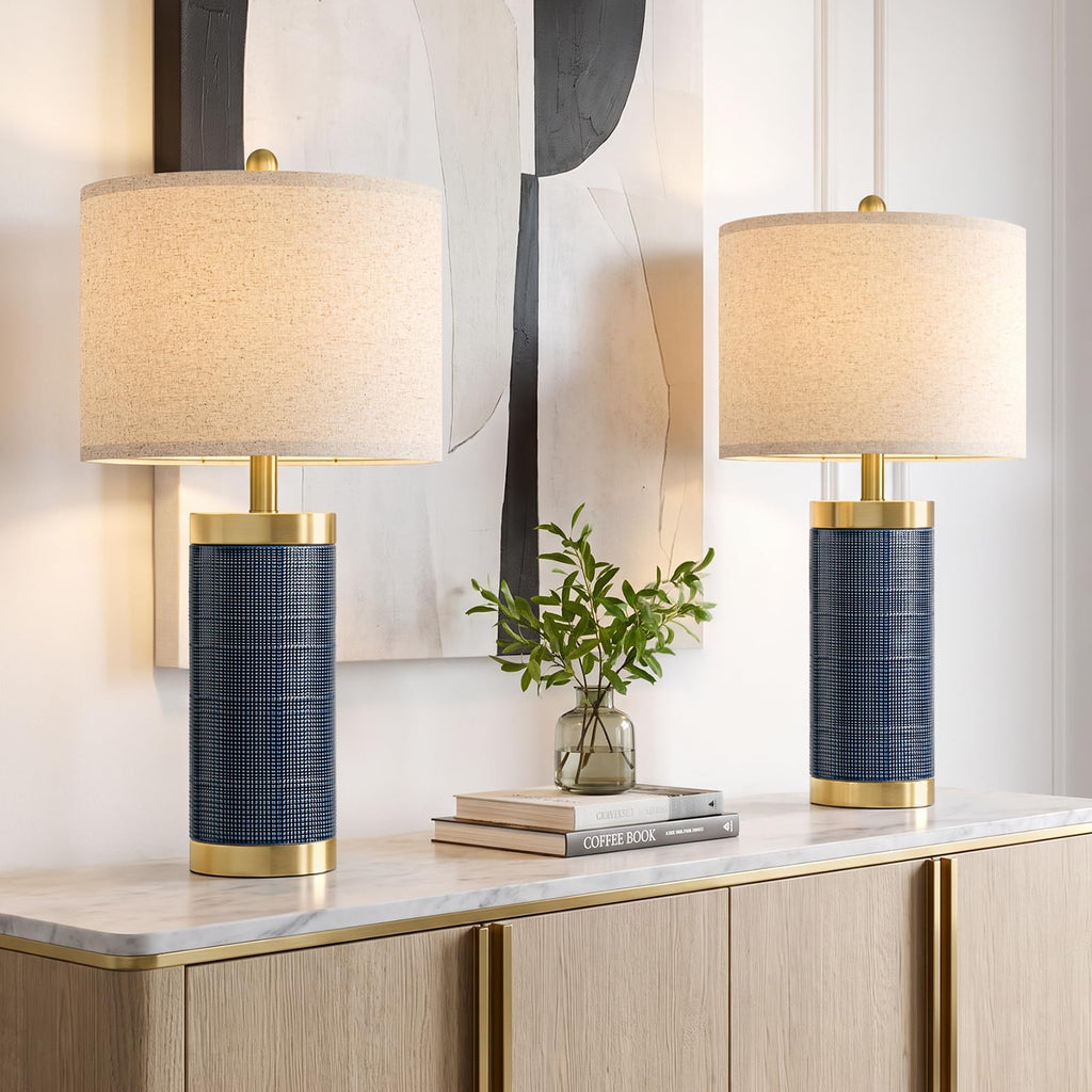24.5'' Ceramic Table Lamps Set of 2 Blue R347