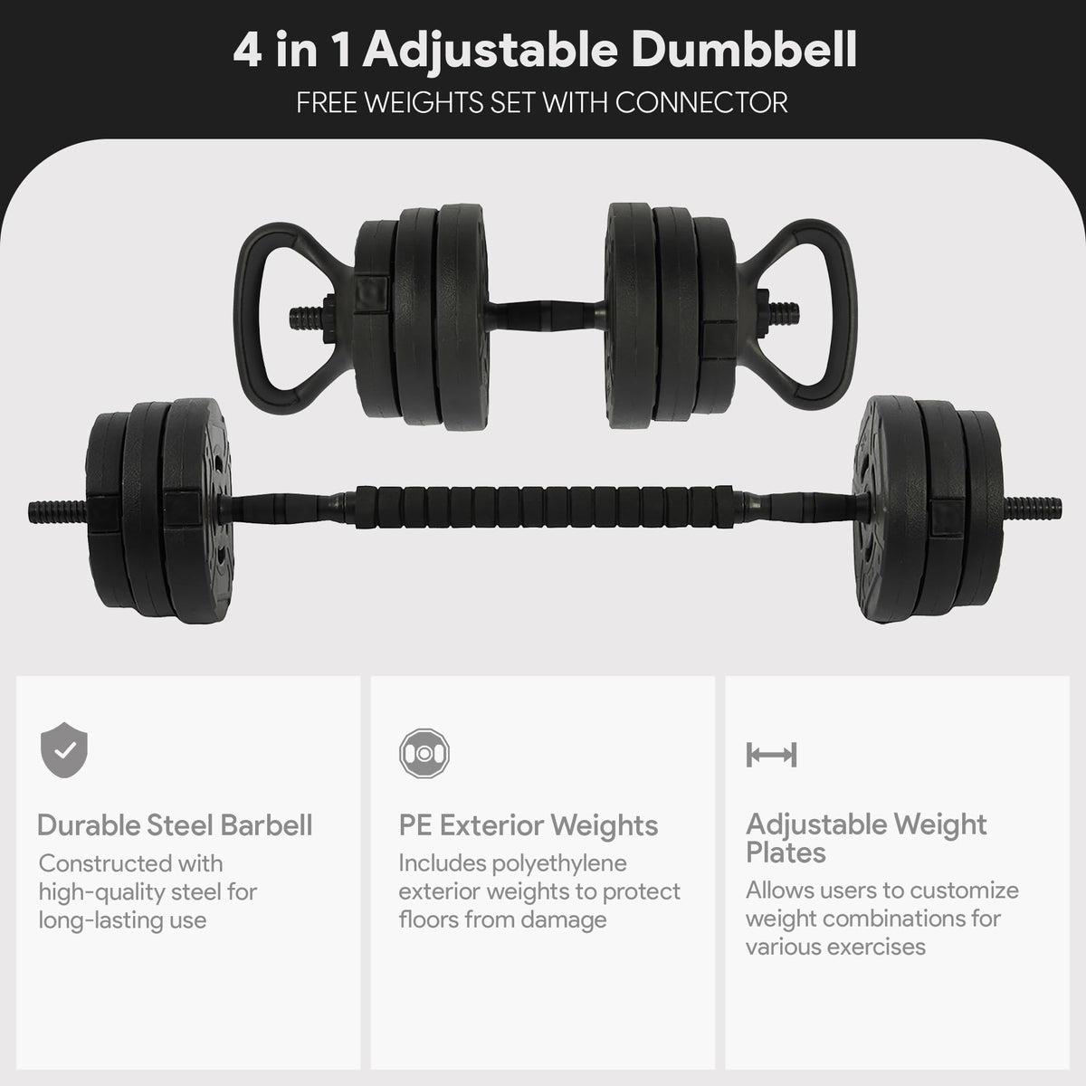 Adjustable Dumbbell Set 60 Lbs Black Q88042