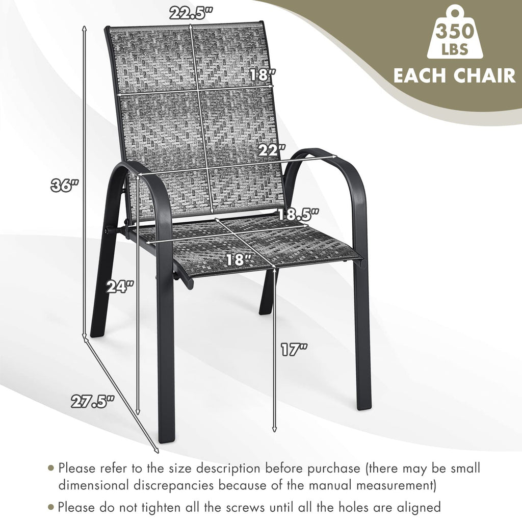 Stackable PE Wicker Patio Arm Chairs Set of 6 J229729