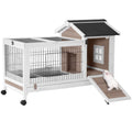 Brown Rabbit Hutch with Wire Floor and Plastic Tray X461796