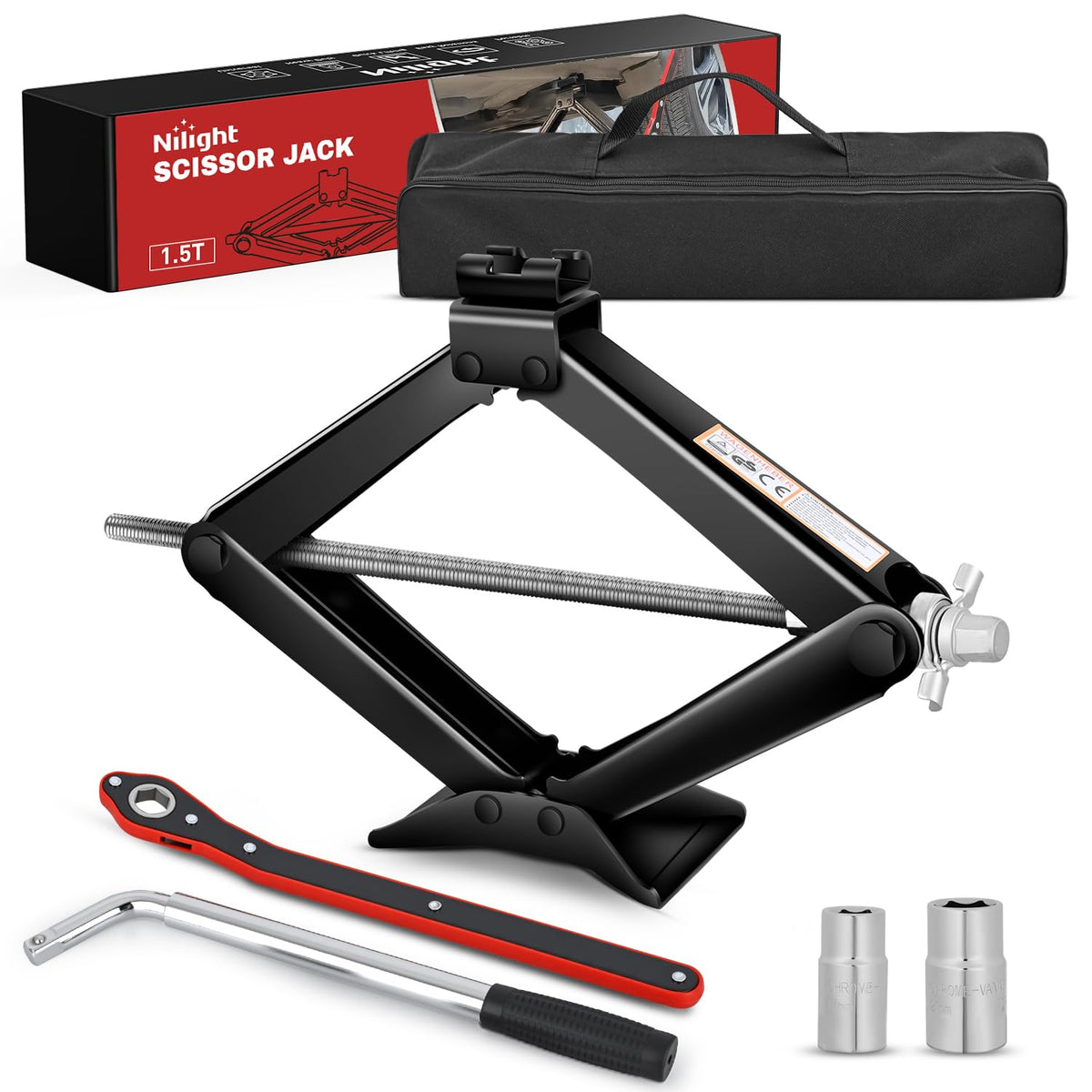 1.5 Ton Scissor Jack with Ratchet Lug Wrench F770820