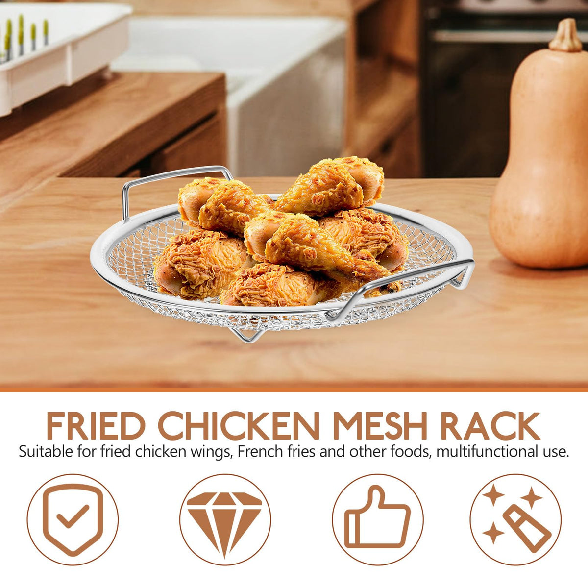 Stainless Steel Frying Basket Strainer 18cm E3706