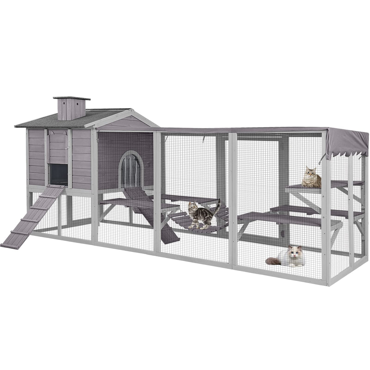 Large Outdoor Cat Enclosure with Platforms F215353