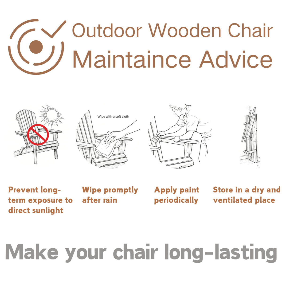 100 lbs Capacity Solid Wood Adirondack Chair F667321