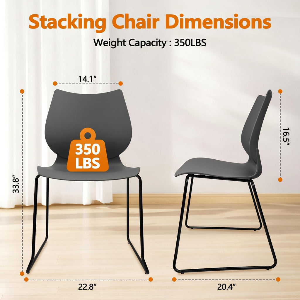 Stacking Chairs with Metal Legs Set of 12, Grey H3157