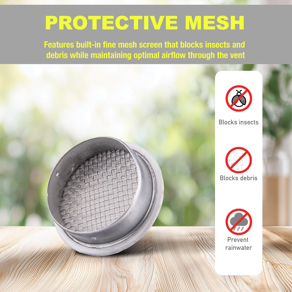 Round Aluminum Louver with Debris Screen, 2 Inches, White, 6-Pack F909906