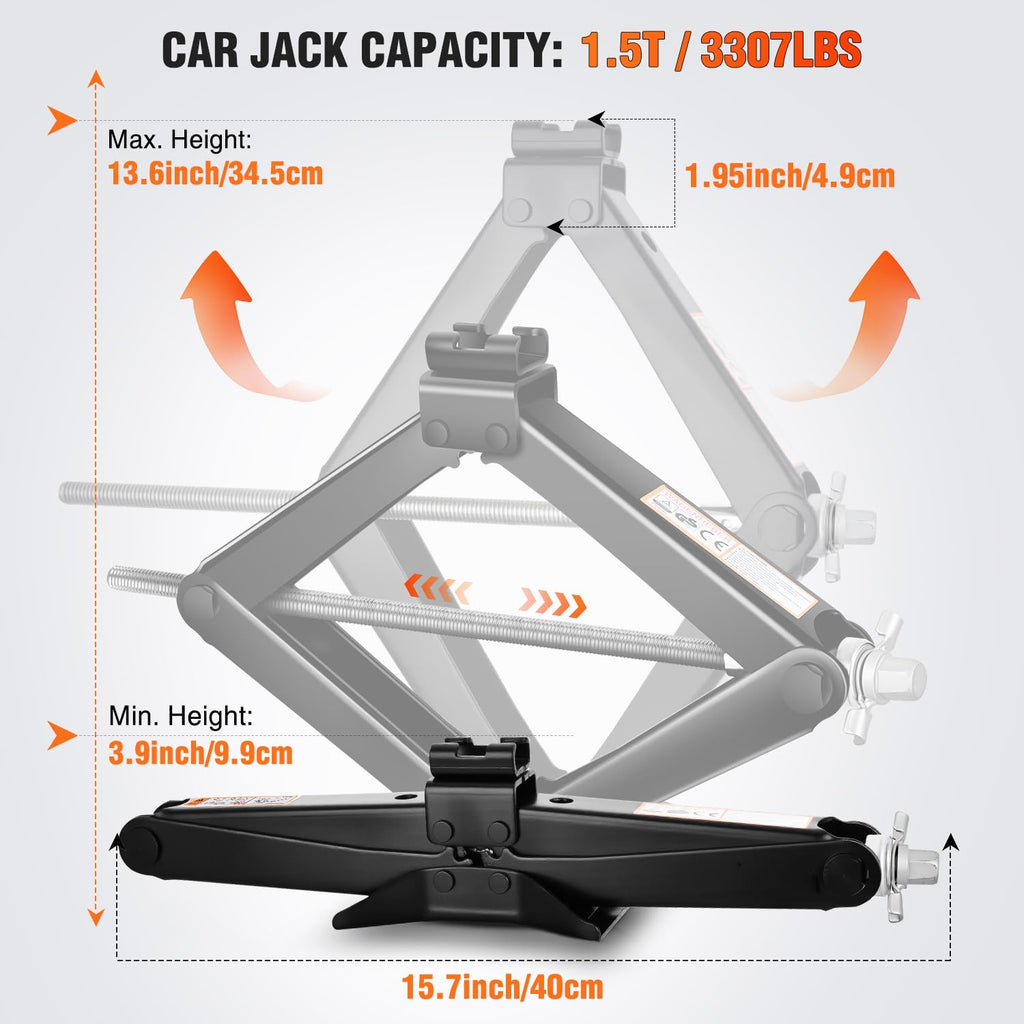 1.5 Ton Scissor Jack with Ratchet Lug Wrench F770820