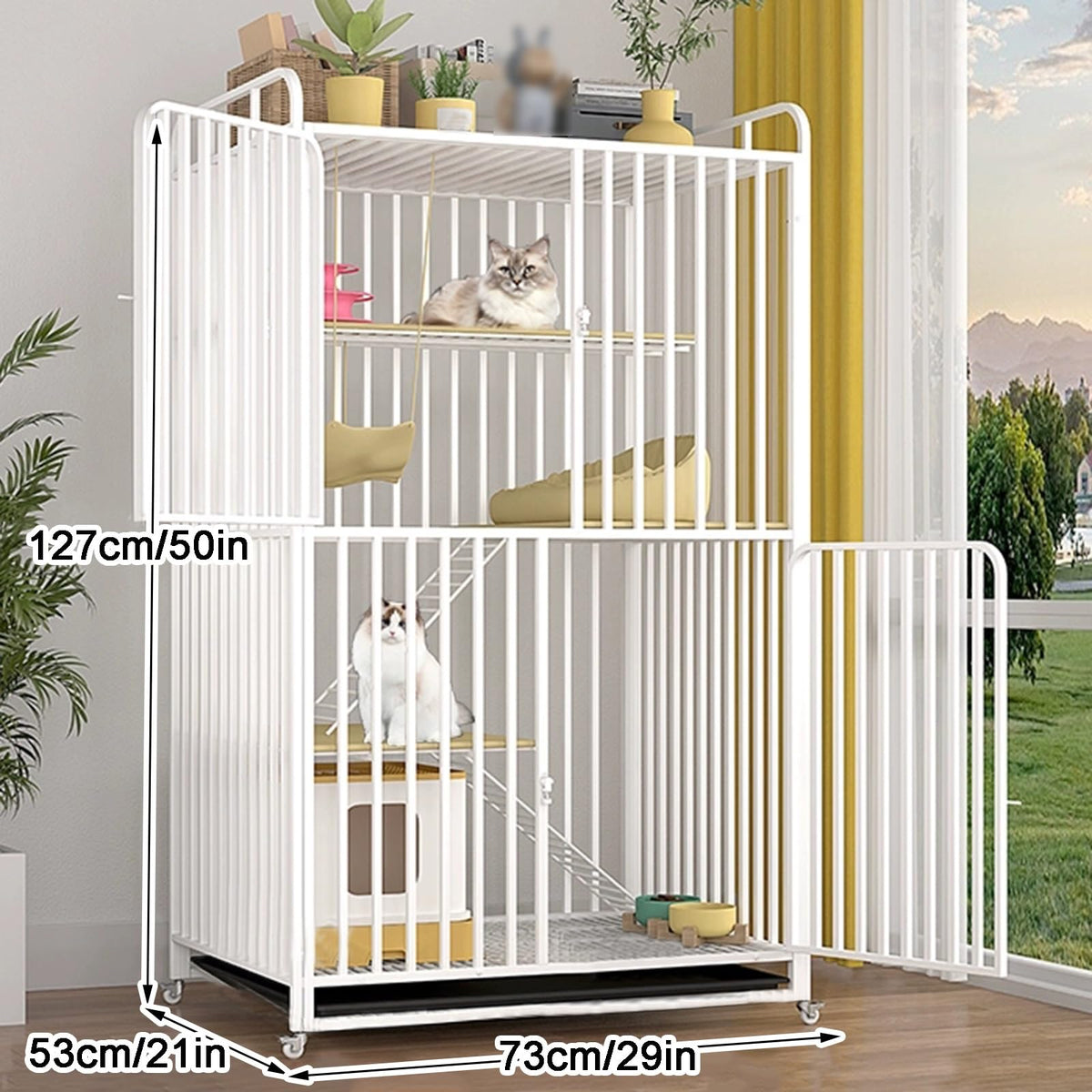 High Carbon Steel 4-Tier Cat Kennel P71382