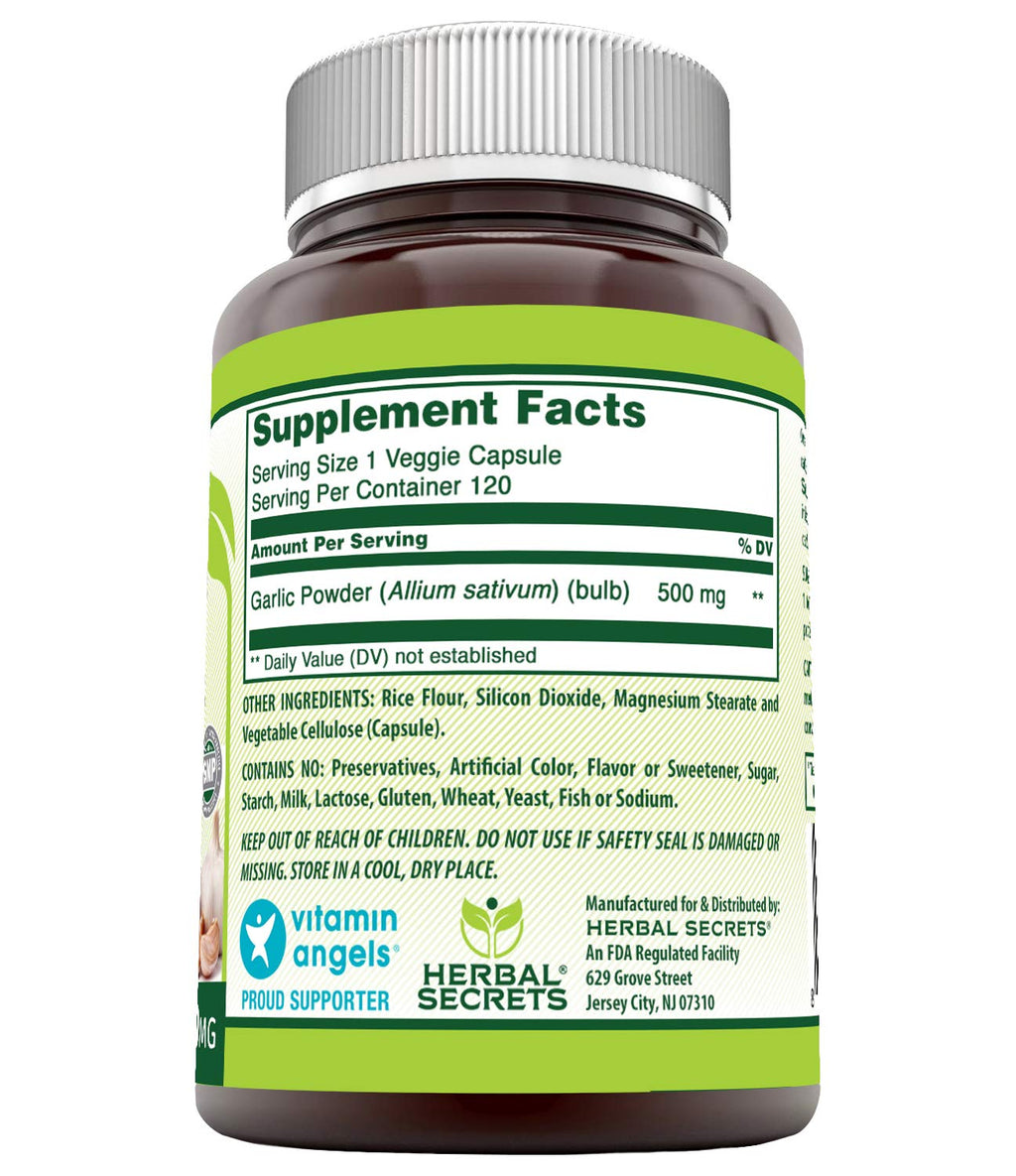 Garlic 500 mg 120 Veggie Capsules Supplement F32766