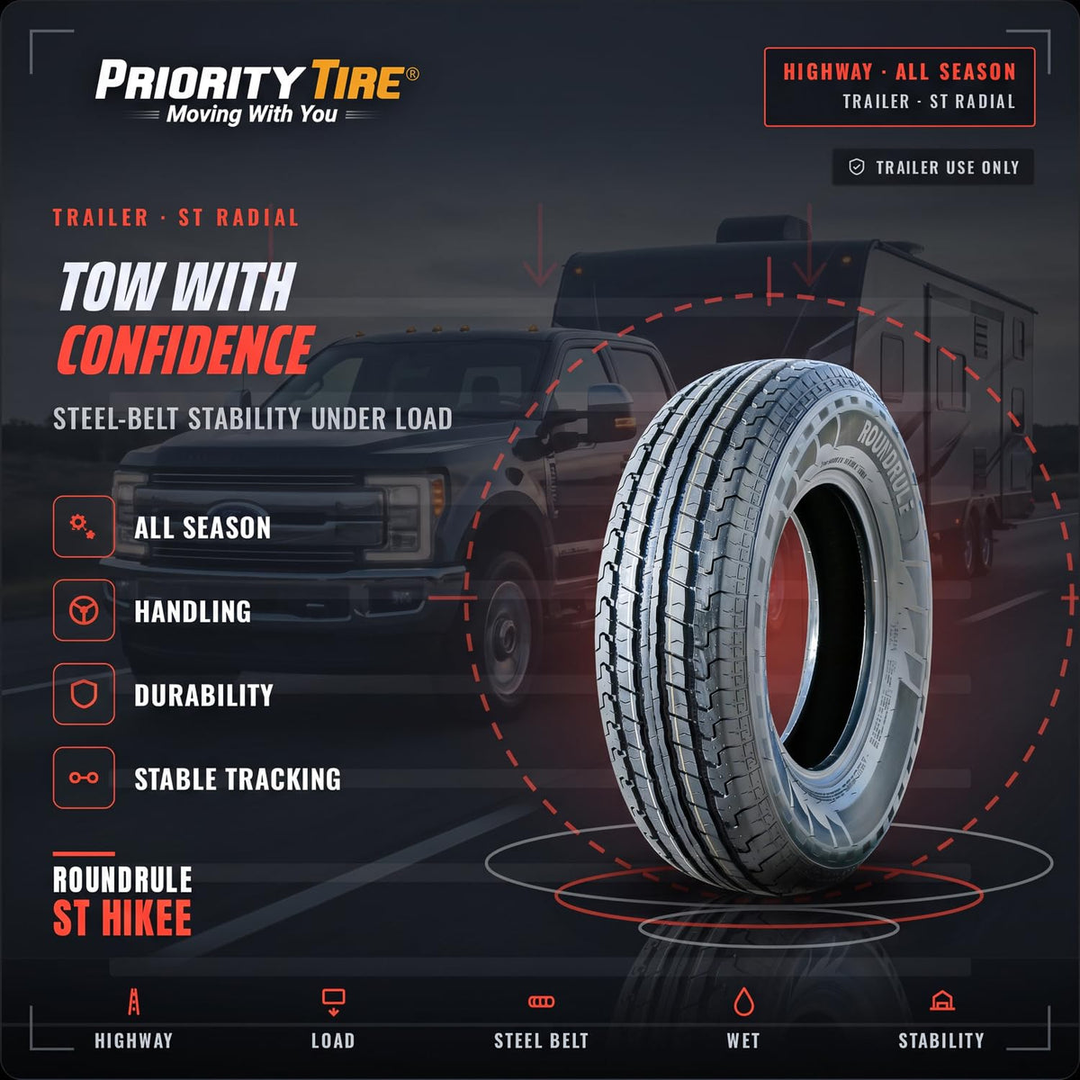 2 x ST205/75R15 All Season 10 Ply Tires F681769