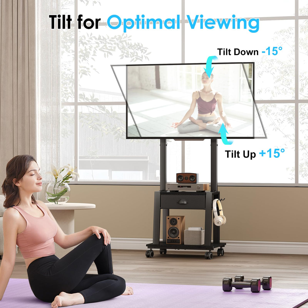 23-60 Inch Mobile TV Stand with Drawer G334