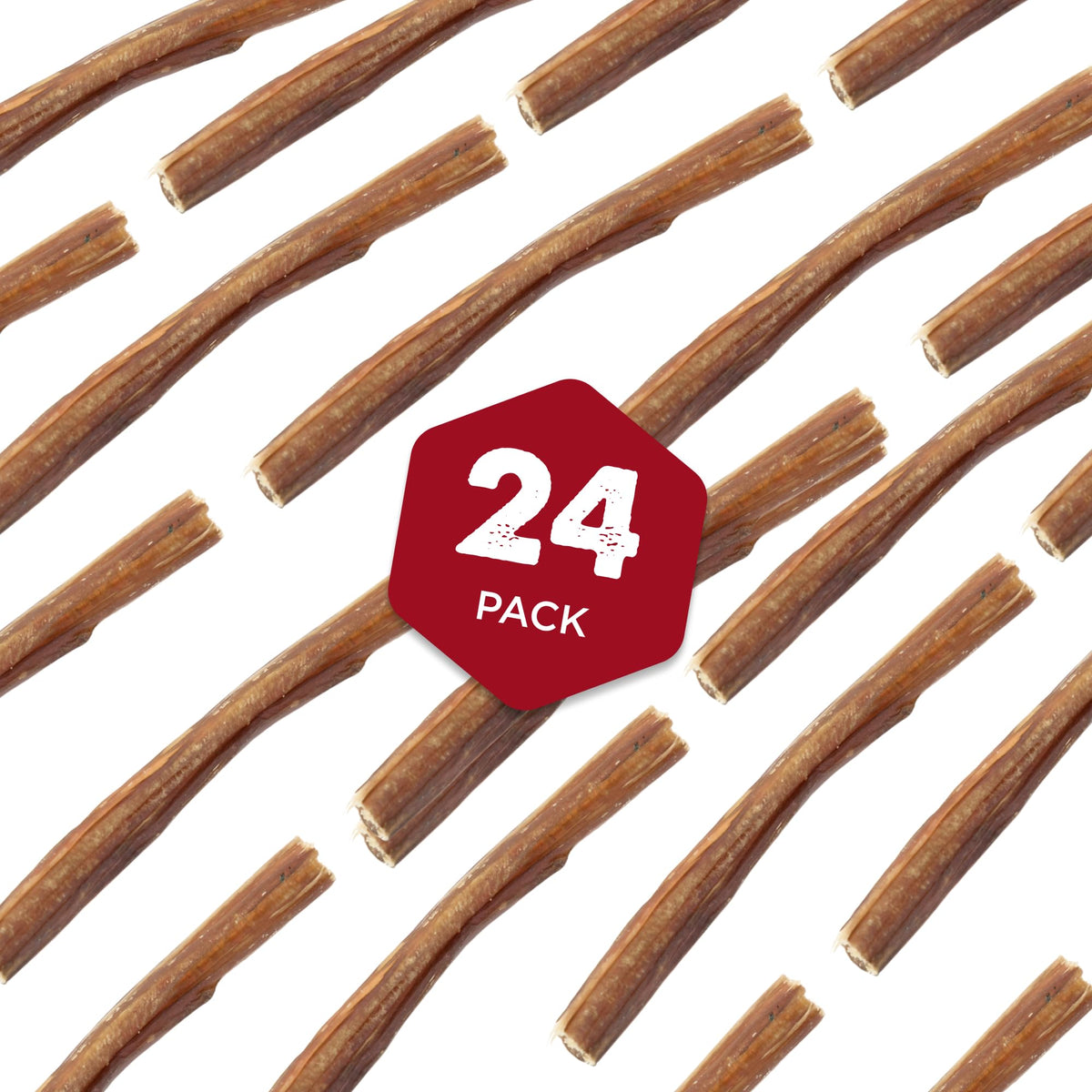 6 Inch Thin Bully Sticks 24 Count Natural Dog Treats K975