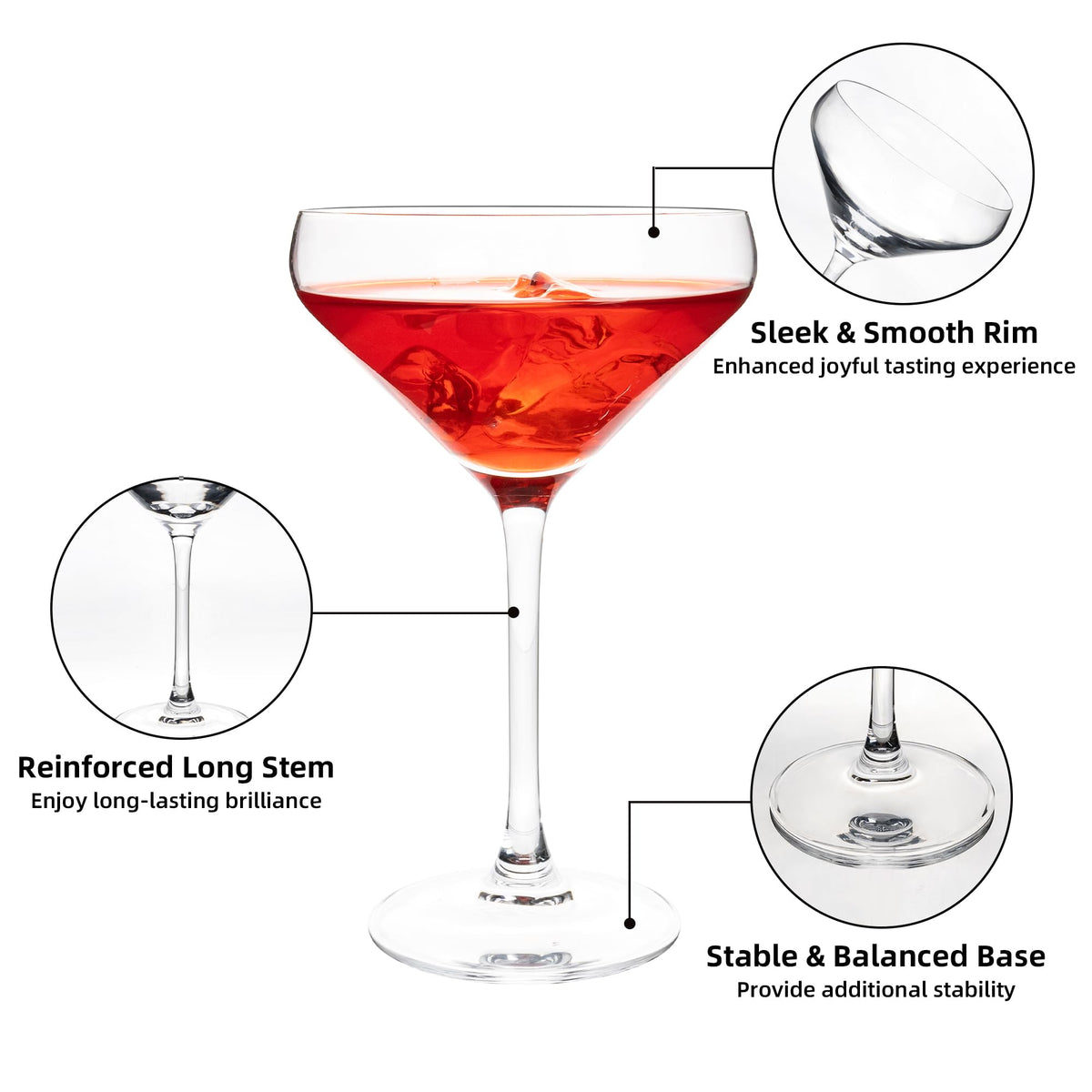 12Oz Martini Glasses Set of 6 O334