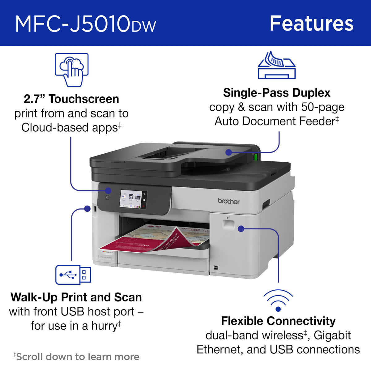 Wireless Color Inkjet All-in-One Printer with 2-Sided Copy & Scan K850