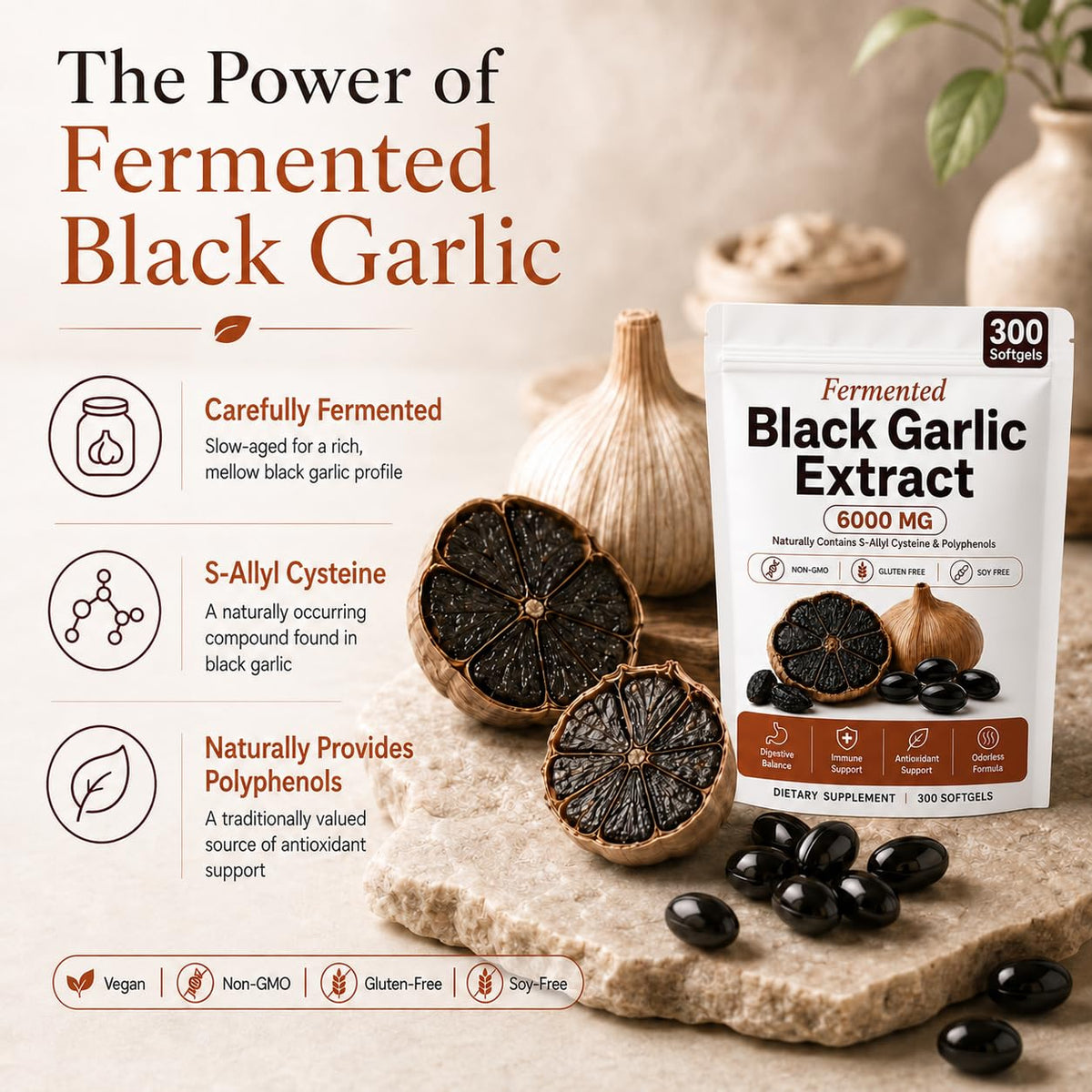 Black Garlic Extract Capsules 300 Softgels G64802