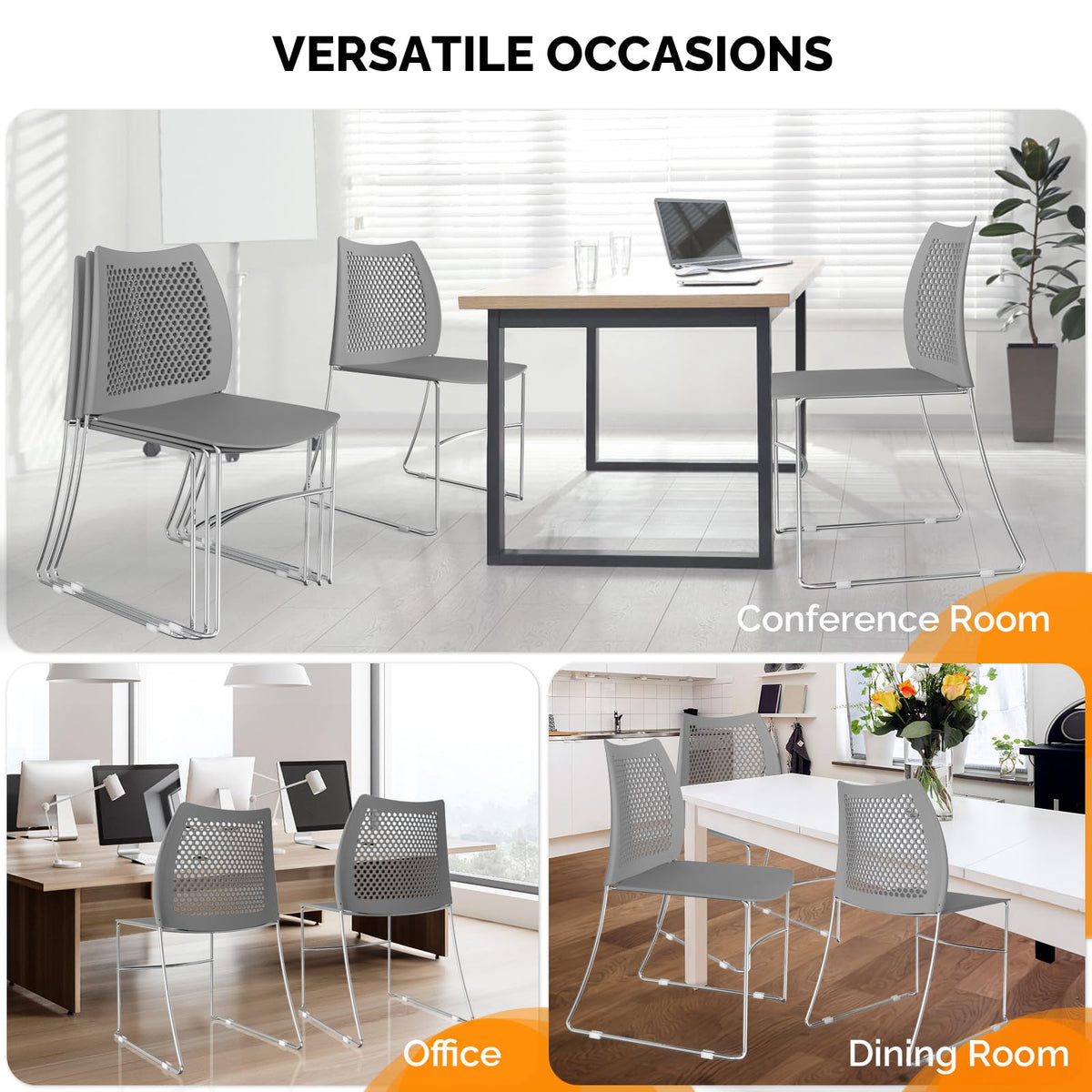 Grey Plastic Stacking Chairs P8889