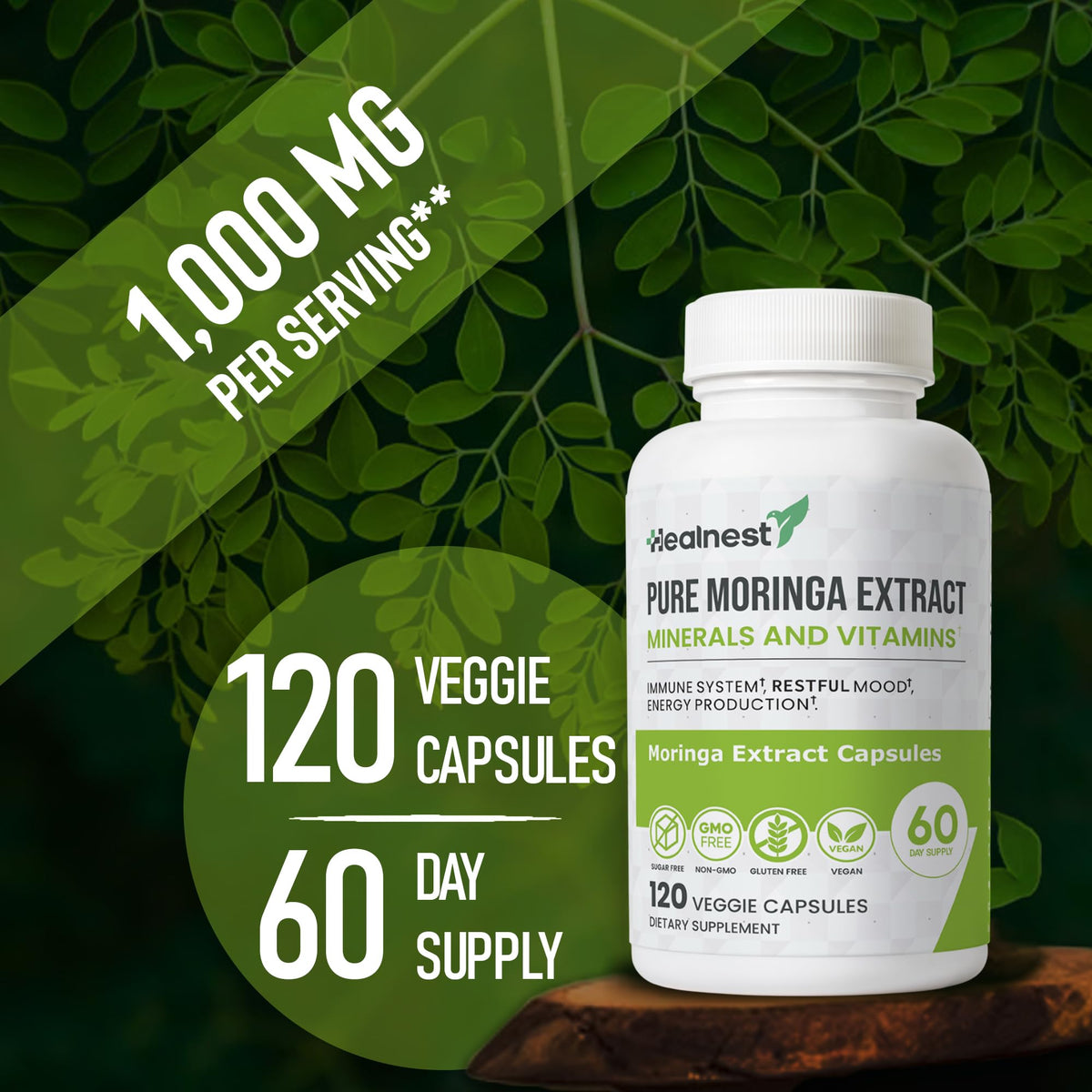 Moringa Extract Capsules 20:1 120 Capsules Vegan F3950