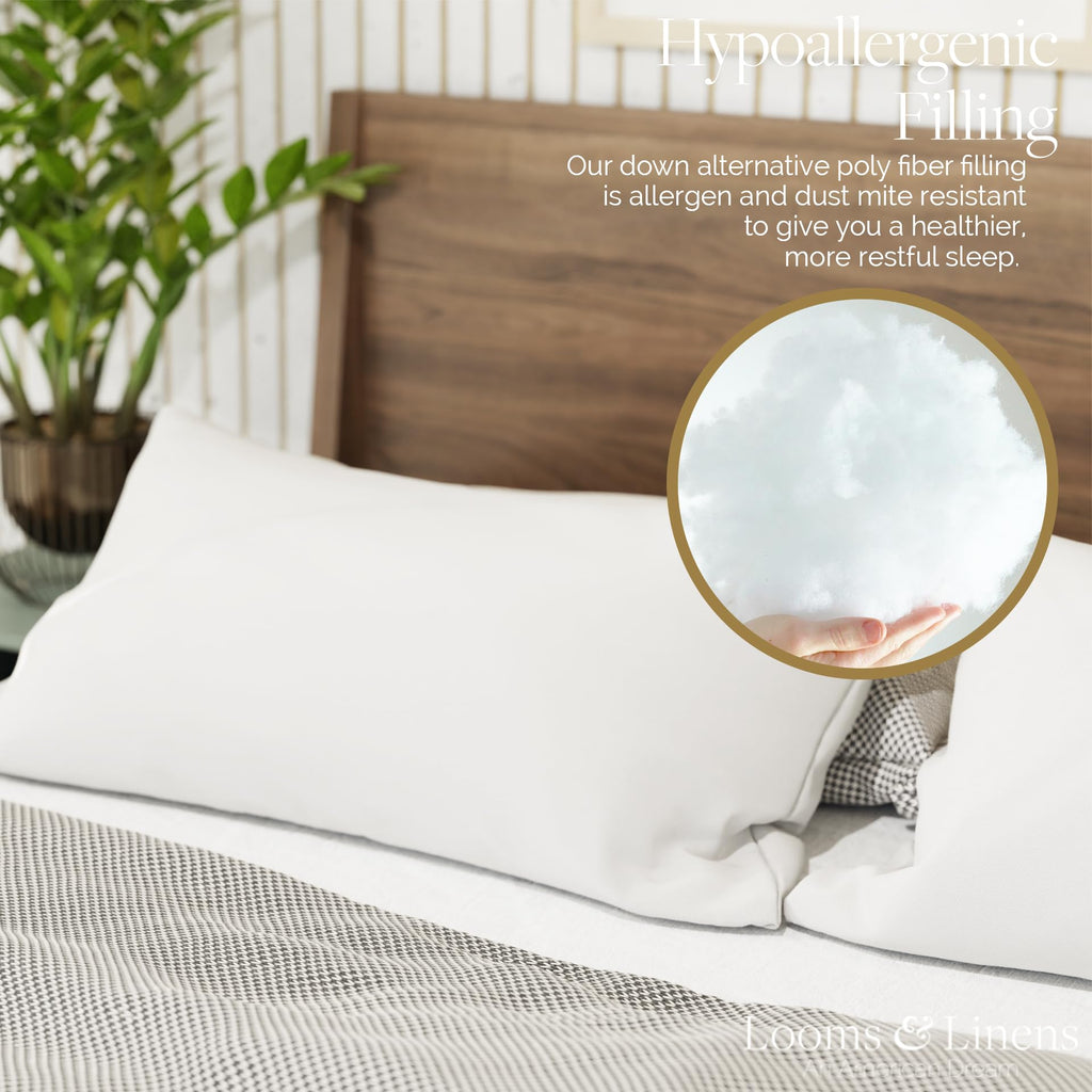 King Size Pillows Set of 2 20 x 36 Hypoallergenic Down Alternative Pillow Inserts Z882