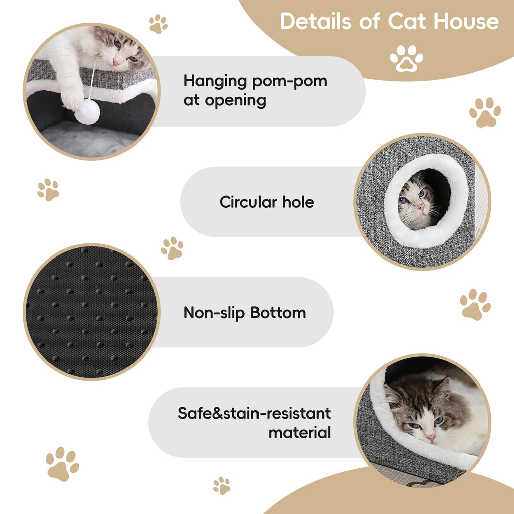 Large Covered Cat Bed Cave, Grey, 16in O96802